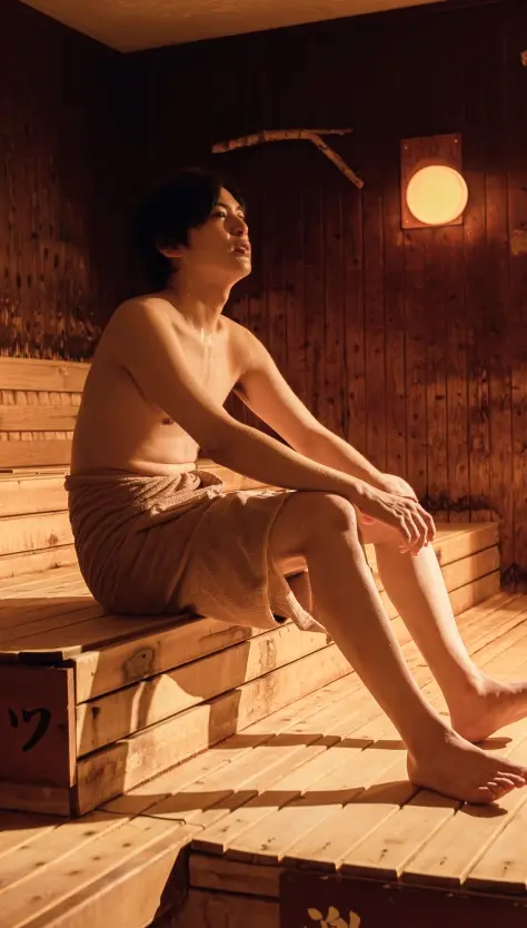 写真:サウナを楽しむ女性